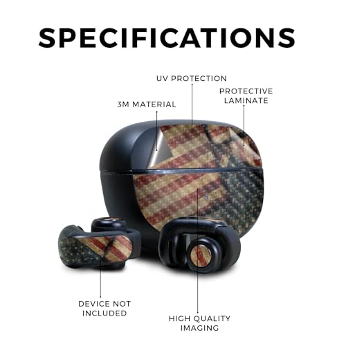 Image of Carbon Fiber Skin Compatible with Bose Ultra Open Earbuds - Vintage American - Premium 3M Vinyl Protective Wrap Decal Cover - Easy to Apply | Crafted in The USA by MightySkins