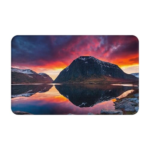 Norway Islands Print Living Room Bathroom Kitchen Anti Slip and Absorbent Carpet, Indoor Entrance Door Muddy Floor Mat, Ultra Soft Washable Carpet 21x31.5 Inches