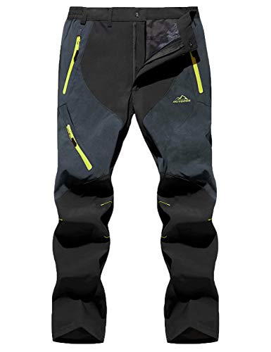 MAGCOMSEN Hiking Pants for Men Water Resistant Spring Pants Travel Pants with Zipper Pockets Camping Pants Mens Work Pants for Men Construction Black