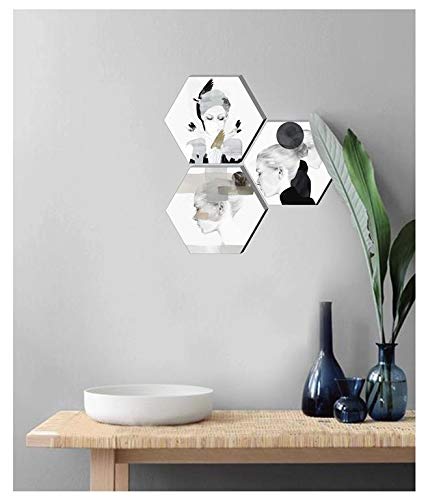 Image of SAF paintings 6MM MDF Hexagon Hot Lady Modern Art Designer Painting Digital Reprint 21 inch x 21 inch Painting () SANFHX88