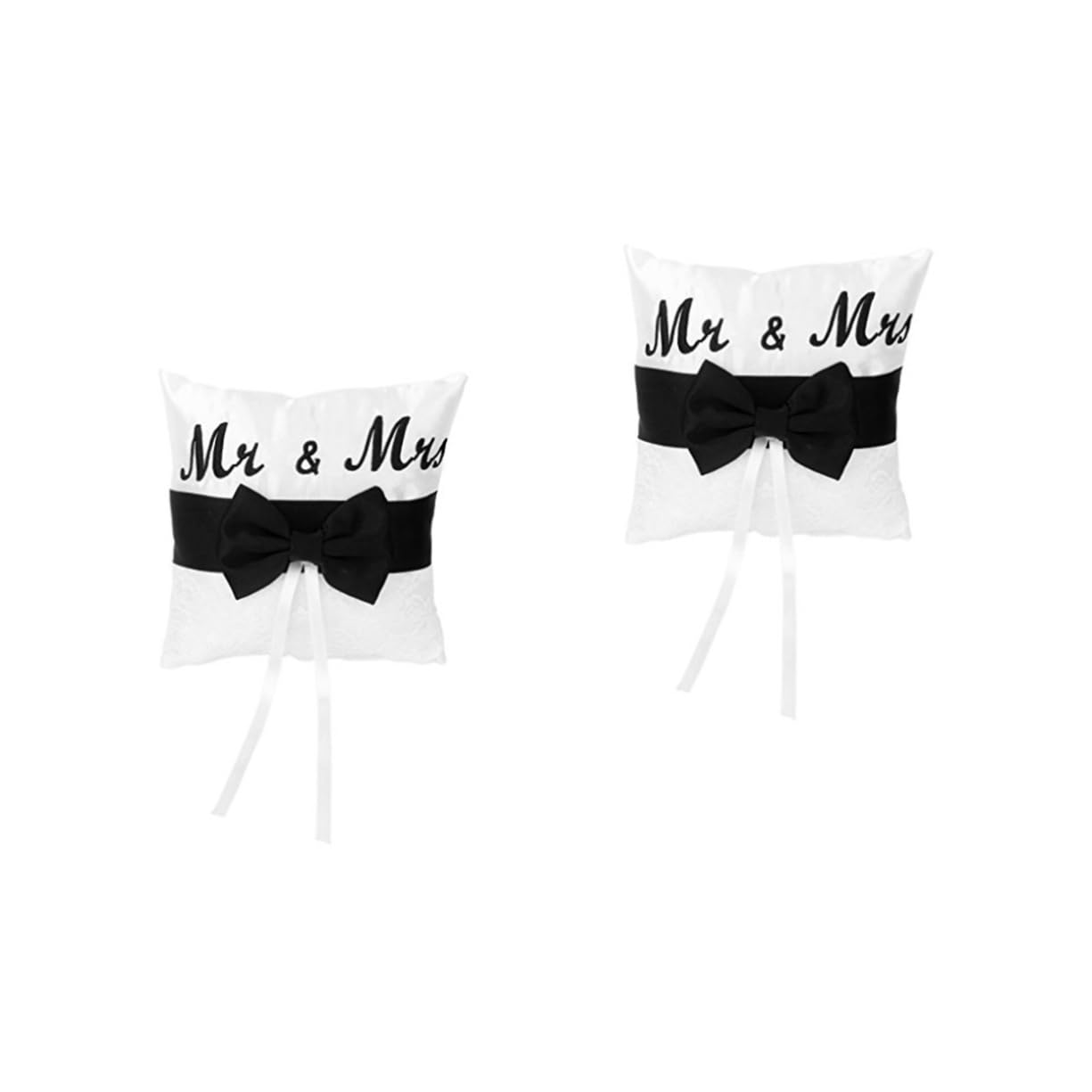 STOBAZA 2stücke Satin Ringkissen Mit Schleife Für Hochzeiten Design Schwarz Für Zeremonien Und Verlobungen Handgefertigt Satin