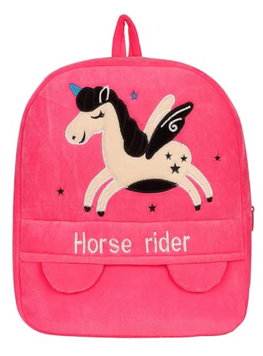 Image of blue tree Cute Boy's and Girl's Plush Bag Medium Quality Full Embroidery Designs Mini Travel Backpack Mango (Mango-Horse rider)