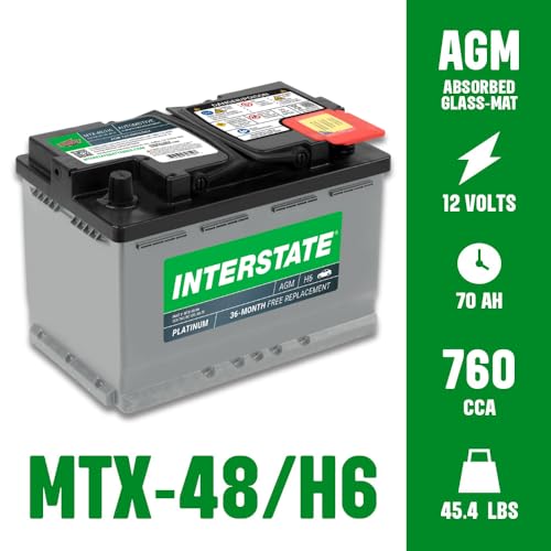 Image of Interstate Batteries Car Battery 12V 70Ah 760CCA Group H6, 48 AGM