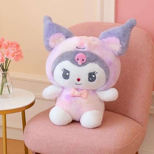 Image of Kurumi Melody Plush Toy with Bow 30 cm Stuffed Doll Soft Toys for Kids Girls and Boys Anime Girl Plush Dolls Ideal Gift for Girls and Boys (Pink,White,Black)