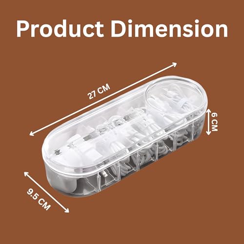 Image of Hian Transparent Rectangular PET Plastic Cable Organizer Box with Lid - 7 Compartment Storage & Wire Management for USB, Data Cables, Small Accessories, Stationery for Home & Office, Pack of 1