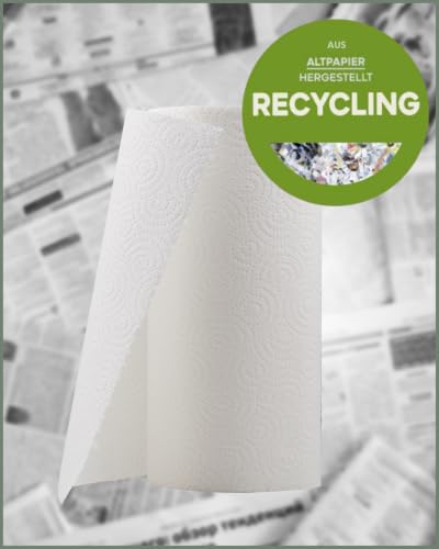Foto von œcolife Küchentücher RECYCLING, 48 Rollen à 90 Blatt, 3-lagig, Küchenrollen