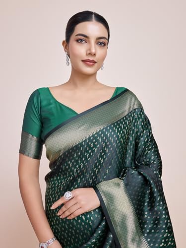 Image of Monjolika Fashion Women's Banarasi Pure Kanjivaram Style Satin Silk Saree With Blouse Piece for Wedding