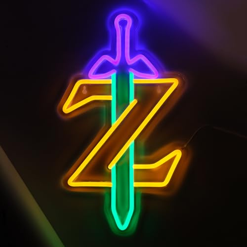 Image of Neon Sign LED Light, Master Sword LED Sign for Gaming Room Decor Gamer Gifts for Game Room Wall Bedroom Decor LED Neon Light for Game Fans (Yellow Z)