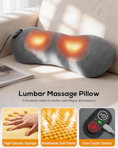 Image of 2026 Upgraded Triple Fusion Back Massager with Heat, Vibration & Stretch | Ergonomic 3-in-1 Lower Back Massager, Lumbar Support Pillow Cushion with Memory Foam for Home, Office, Car & Travel, Black