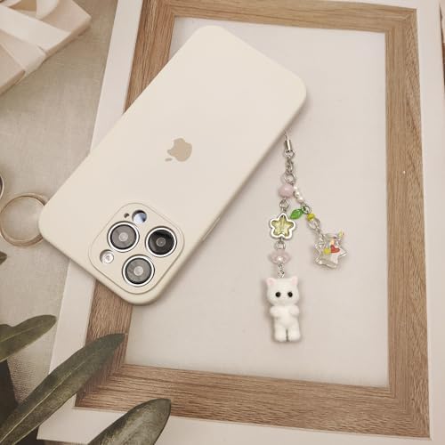 Nalefow Cute Phone Charms Cute Fuzzy Cat Phone Charm Aesthetic Y2K PhoneStrap Charms for PhoneBag Camera Pendants Decor (Star Pink & White) — view 2