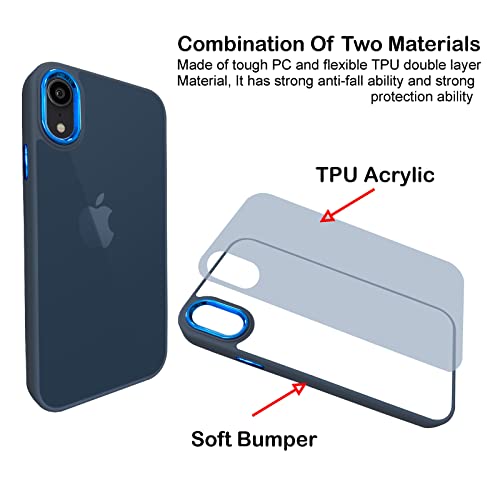 Image of A rtistque Frosted Translucent Back Cover Case for iPhone XR | Electroplated Chrome Ring | Raised Camera Edges for Protection | Smooth Sides TPU - Blue