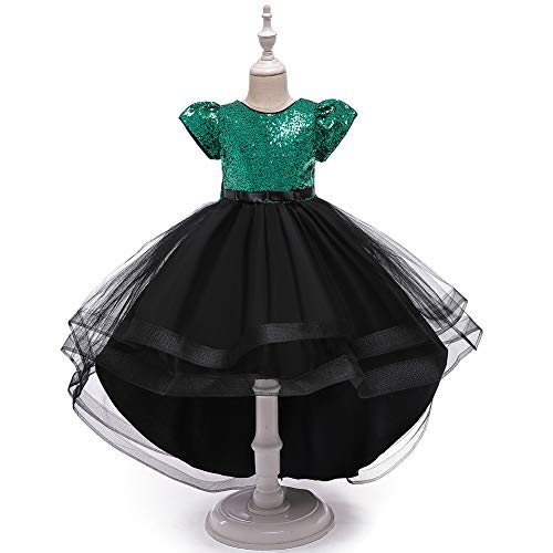 Robe princesse paillettes fille cadeau anniversaire parfait mariage vert 6-7 ans - 3