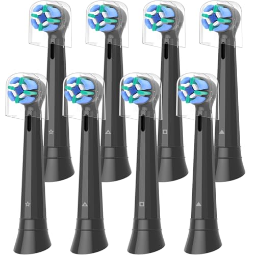 8 Stück iO Aufsteckbürsten Kompatibel mit Oral B iO Zahnbürste Elektrische, 8 Stück Zahnbürste Aufsätze für 2 3 4 5 6 7 8 9 10 Series Zahnbürste (8 Schwarz) 1