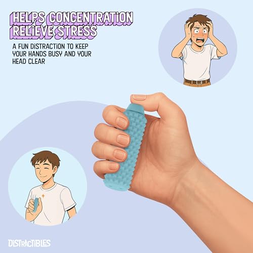 Image of Distractibles Spike Roller Clicker, Tactile Pain Stim Fidget with Clicker Switch, Pain Stimulation Roller with Lanyard (Blue)