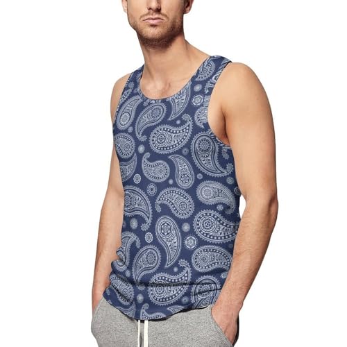 Blue Paisley Bandana Men's Sleeveless T Shirt Muscle Tank Top Tee Graphics Undershirt