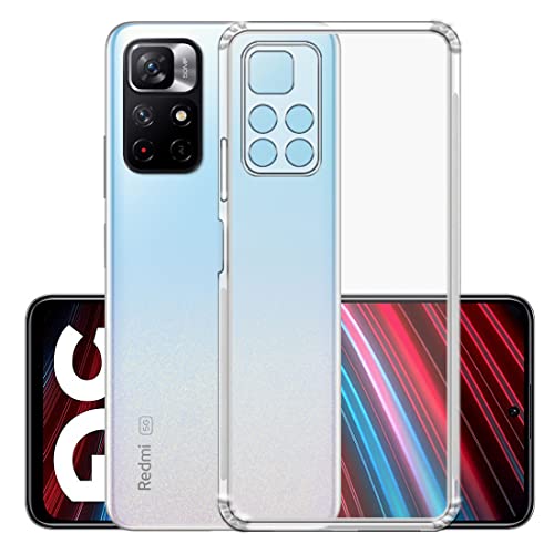 Image of Slim Soft Silicon *Anti Dust Plug* Shockproof Transparent TPU Back Case Cover for Mi Redmi Note 11T 5G / Poco M4 Pro 5G - Clear