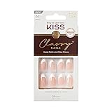 KISS Classy, Press On Nails, Nail glue included, 'Dashing', White, Medium Size, Almond Shape, Includes 28 Nails, 2g glue, 1 Manicure Stick, 1 Mini File