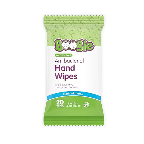 Image of Boogie Antibacterial Hand Wipes - 20 Count - Hypoallergenic & Alcohol-Free - Travel and Diaper Bag Essential