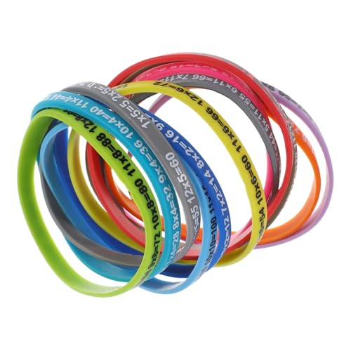Abaodam 12 pulseras de silicona para tablas de multiplicar, pulseras de estudiantes para aprender prácticas correas educativas para accesorios divertidos para fiestas temáticas y carnavales