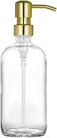 Vista 9 de Dispensador de jabón en tarro de vidrio transparente con bomba negra mate, dispensador de botellas redondas de 16 onzas con bomba de acero