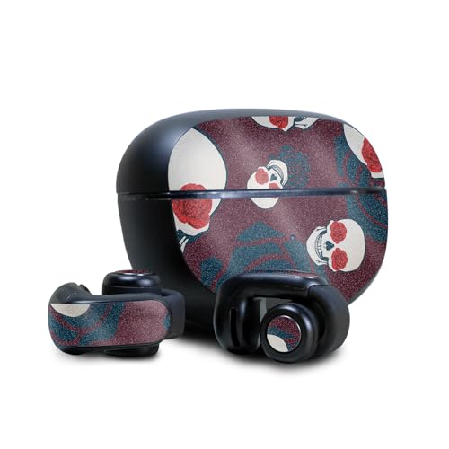 Image of Glossy Glitter Skin Compatible with Bose Ultra Open Earbuds - Skulls N Roses - Premium 3M Vinyl Protective Wrap Decal Cover - Easy to Apply | Crafted in The USA by MightySkins