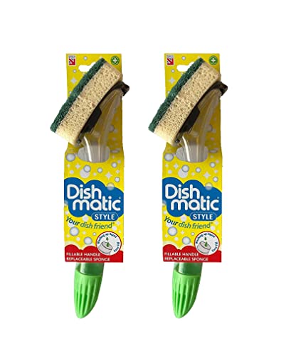 2XThe Dishmatic Washing Up Brush plus Heavy Duty Sponge