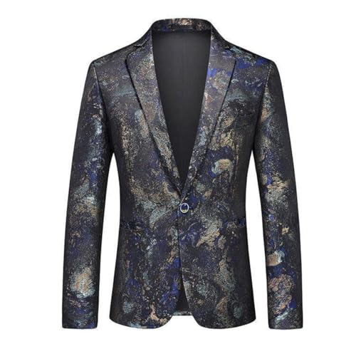 Men's Jacquard Blazer Casual Dinner One Button Tuxedo Coat for Homecoming Uniform