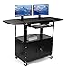 2Pcs Steel Large AV Cart with Locking Cabinet Presentation Cart with Pullout Keyboard Tray & Cord Management for Computer Laptop Projector Printer