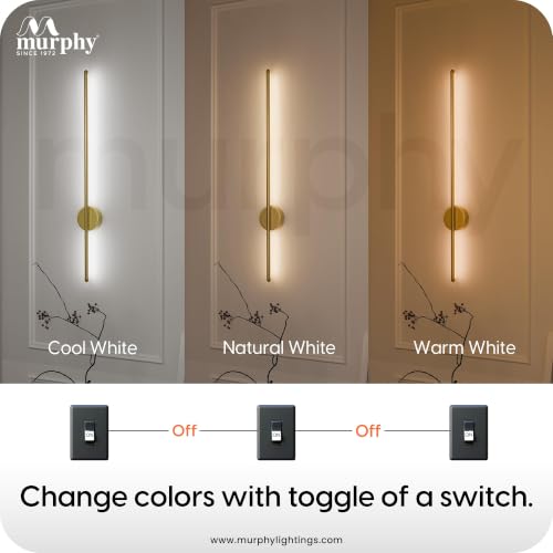 Image of Murphy LED Wall Highlighter - Modern Aluminum Sconce, 3-in-1 Colour Changing -Wall Light, Sleek Golden Finish - Easy Install, 2-Year Warranty-Pack of 2
