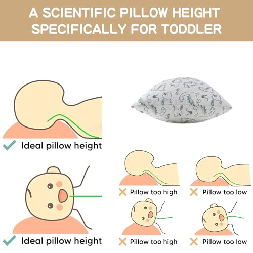 Image of Bunnikins & Clover Toddler Pillows with Pillowcase, 13 inchx18 inch Soft Cotton Kid Pillows for Sleeping, Bedding Small Pillow for Boys and Girls Aged 2-5 Years