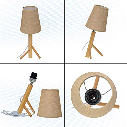 Image of Table Lamp in Natural Wood Bedside Nightstand Lamp Home Decorative for Bedroom, Study, Office, Work, Kids Room, Ideal Gifts