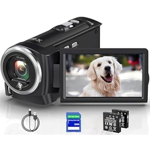 Camcorder Videokamera 2.7K 56MP Vlogging Camera für YouTube, 16X Digitalzoom 2,8 Zoll 270 Grad Drehung LCD -Bildschirm Camcorder mit LED-Fülllicht, 32 GB SD -Karte und Batterien