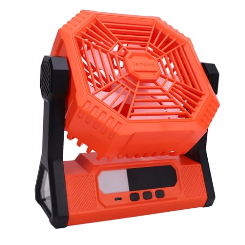 JTLB Ventilador de Campamento Recargable de 10000 MAh, con 3 Velocidades, Luz para Picnic, Barbacoa, Viaje, Carpa, Uso Interior Al Aire Libre, Ventilador de Escritorio de Colgante