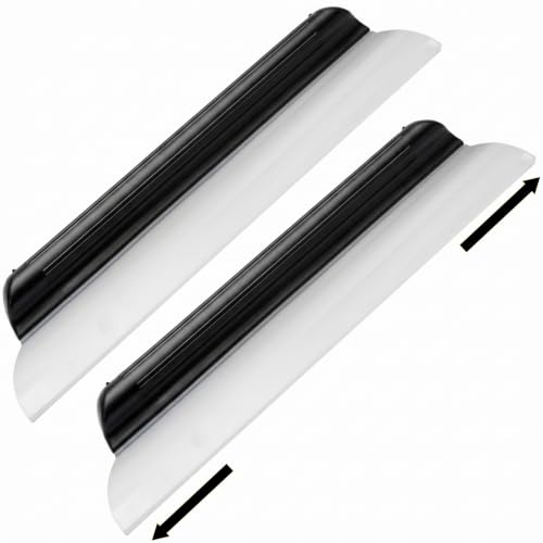 Image of 2 Pack 14 Inch Car Drying Squeegee Black Silicone Window Blade | Flexible Silicone for Drying Windshield Shower Glass, Bathroom Window Cleaner, T-bar Design, Long Handle Wash Tool