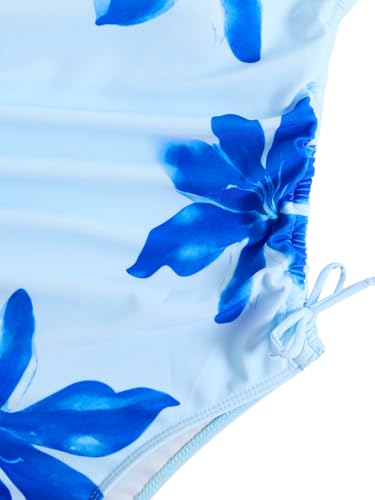 Image of Milumia Girl's Floral One Piece Swimsuit Bow Tie Side Spaghetti Strap Bathing Suit