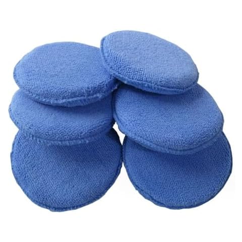 QPOIBSD 6 Pcs 5 inch Microfiber Wax Applicator Pads, Car Wax Applicator, Buffing & Detail Polishing Foam Pads for Car Cleaning and Fine Polishing Cover