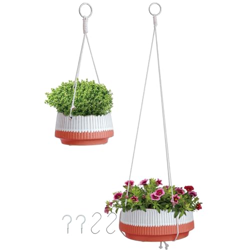 BABALIU Hanging Ceramic Planters 5.5 + 8.5 Inch Set of