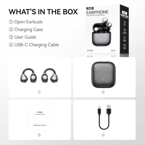 CHENRUIDA Everyday Lightweight Clip On Earbuds-Open Ear Headphones(Black) - image 8