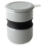 FORLIFE Curve - Taza de té de estilo asiático con infusor y tapa, 12 onzas, color gris
