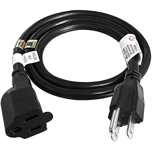 FIRMERST 1875W Heavy Duty Extension Cord 3 Feet 14 AWG 15A Black UL Listed