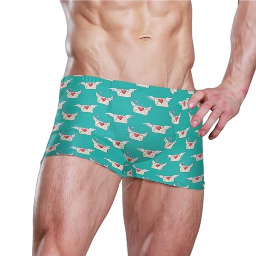 Envelope Love Wings Mens Swim Trunk Swimwear Bathing Suit Swim Brief Square Leg Board Short S B04046173