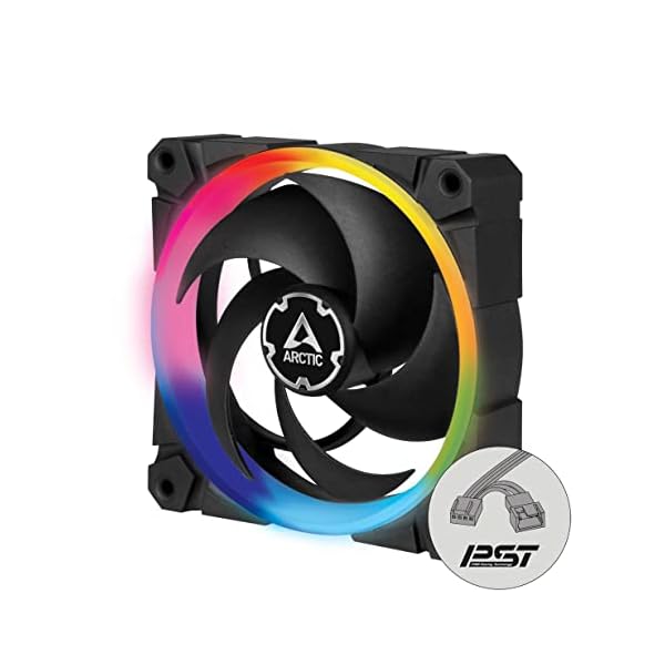 ARCTIC BioniX P120 A-RGB - 120 mm Ventilador de Caja, PWM, Optimizado para la Presión Estática, Enfriador, Rodamiento Dinámico Fluido, 400-2300 RPM - Negro