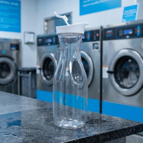 OUNONA 3 butelki z dozownikiem do mydła w płynie, 1000 ml/33,8 uncji, przezroczyste, z pokrywkami, do płynu do mycia naczyń, proszku do prania i płynu do prania