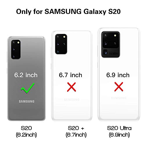 Jaorty Pu Leather Wallet Case For Samsung Galaxy S20 Necklace Crossbody Lanyard Case Cover With Card Holder Adjustable Detachable Anti-Lost Neck Strap Case For Samsung Galaxy S20,6.2",Black #TOP1