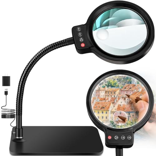 30X 12X Magnifying Glass with Light and Stand...