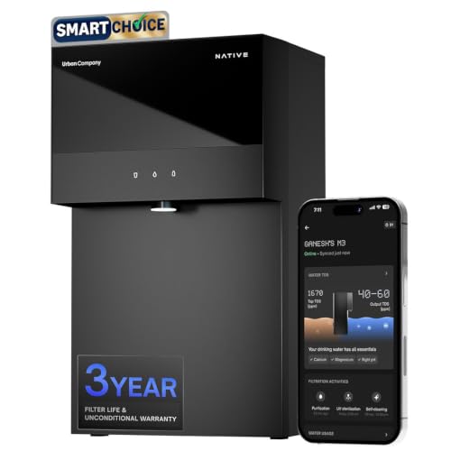Image of Native M3 Water Purifier by Urban Company | Longest Filter Life, No Service for 3 Years, Unconditional Warranty | Preset Touch Dispensing | 10-Stage RO+UV+CU+Alk+Mineralizer | Real-time Tracking