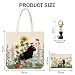 Imagen de ZXTGBQ Bolsa de Lona y Pequeña Bolsa de Cosméticos Diseño de Gato Floral Bolso de Compras Reutilizable para El Día a Día Oficina Viaje Escolar y Compras