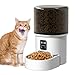 Bizcasa Comedero Gato 4L Automatico Dispensador 1-6 Comidas al DíA, Cubeta de Acero Inoxidable, Dispensador Comida con Temporizador, Dispensador Comida Gatos y Perros (Negro - Básico - 4L)