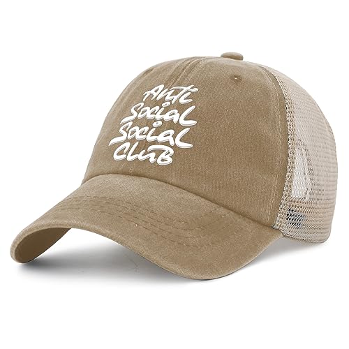 Image of Anti Social Club Hat for Women Vintage Golf Hats Womens Pigment Khaki Cycling Caps Low Profile for Writer