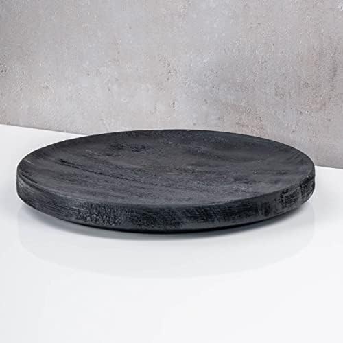 levandeo Talerz dekoracyjny czarny Ø 30 cm okrągły drewno mango dekoracja stołu talerz drewniany misa naturalna miska dekoracyjna